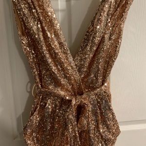 Rose Gold Sequin Jumper Suit